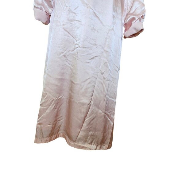 Vintage‎ 90s Light Pink Satin Long Robe Fleece Lined Womens M/L Ankle Length - Picture 5 of 12